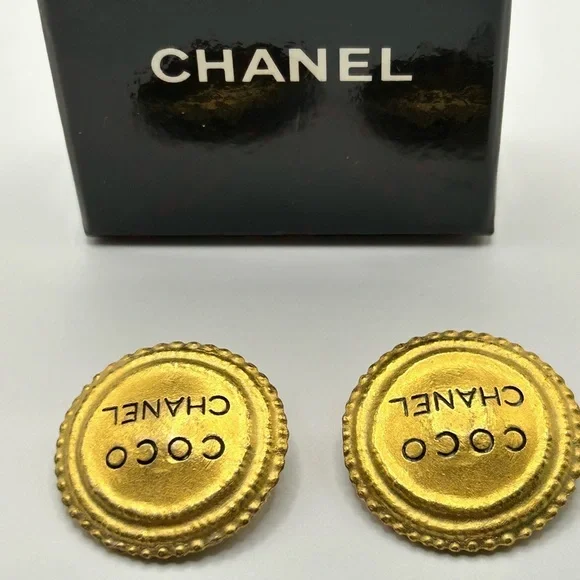Chanel Gold Button Earrings - Picture 5 of 9